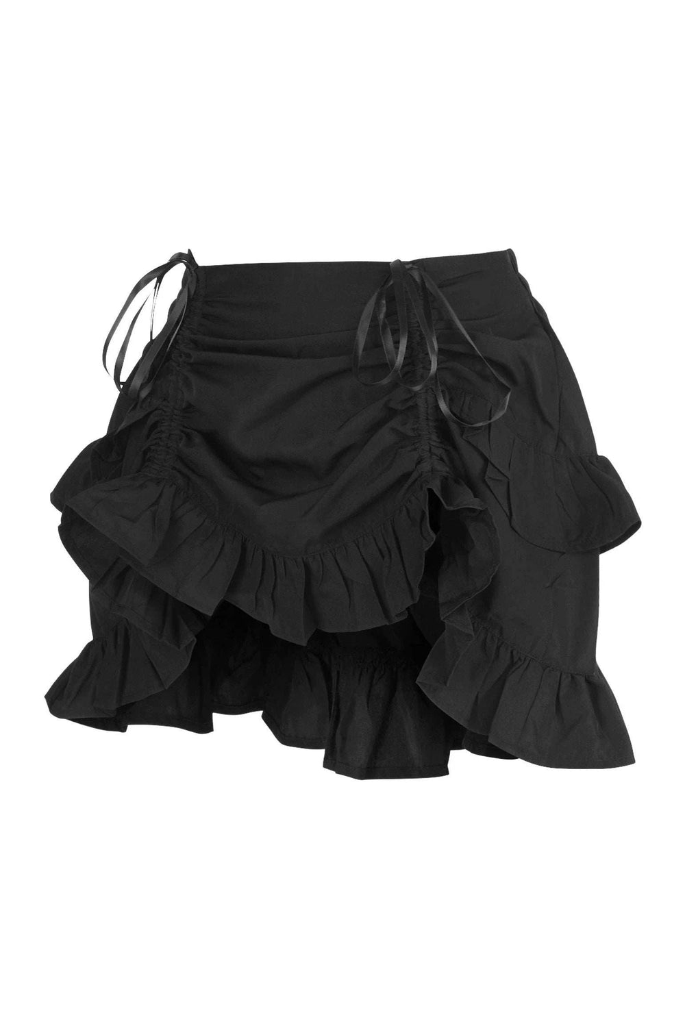 Daisy Corsets Black Crepe Ruched Bustle Skirt - Daisy Corsets - Flyclothing LLC