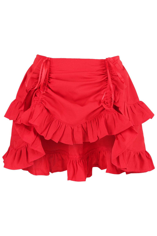 Daisy Corsets Red Crepe Ruched Bustle Skirt - Daisy Corsets - Flyclothing LLC