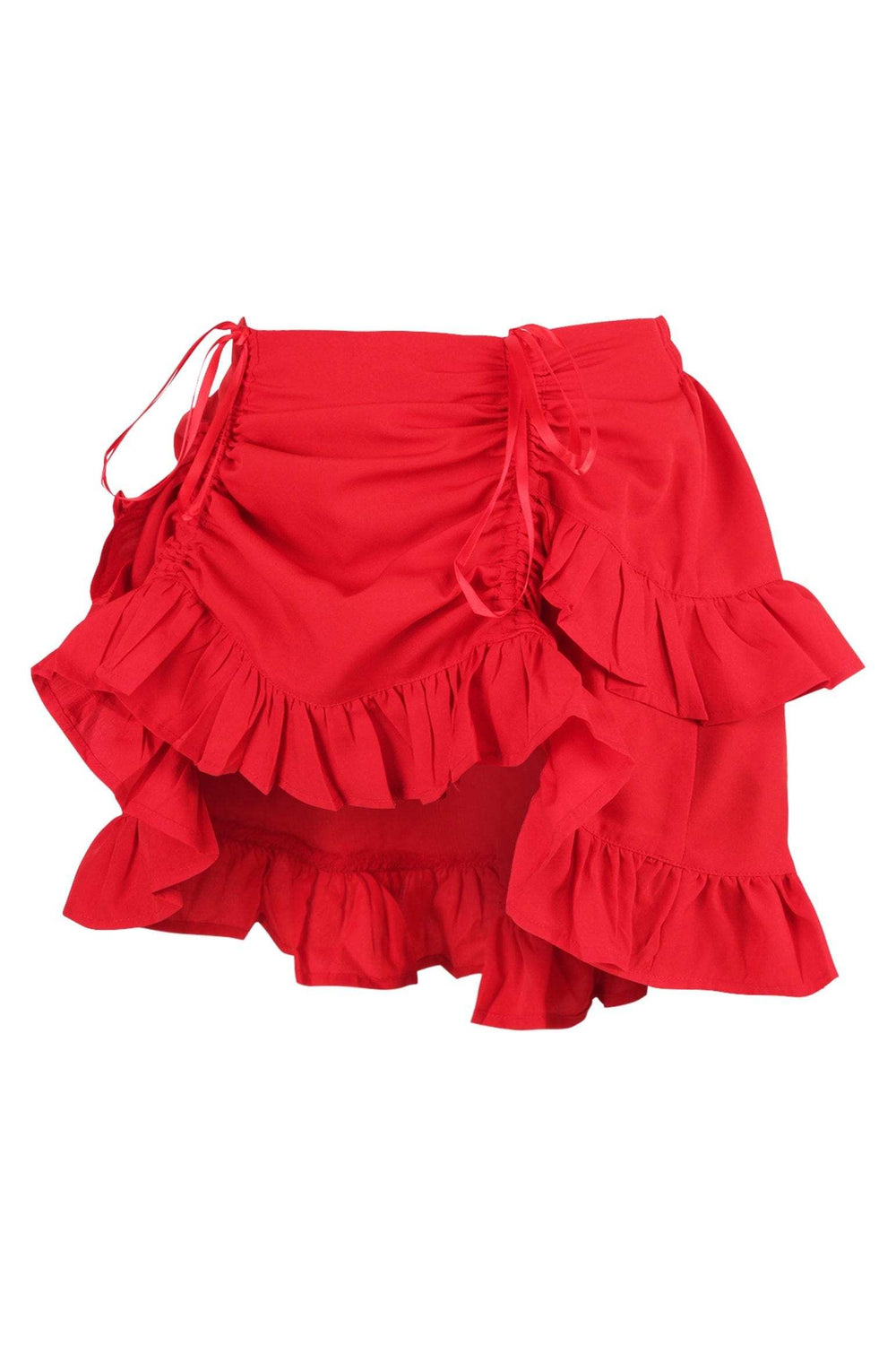 Daisy Corsets Red Crepe Ruched Bustle Skirt - Daisy Corsets - Flyclothing LLC