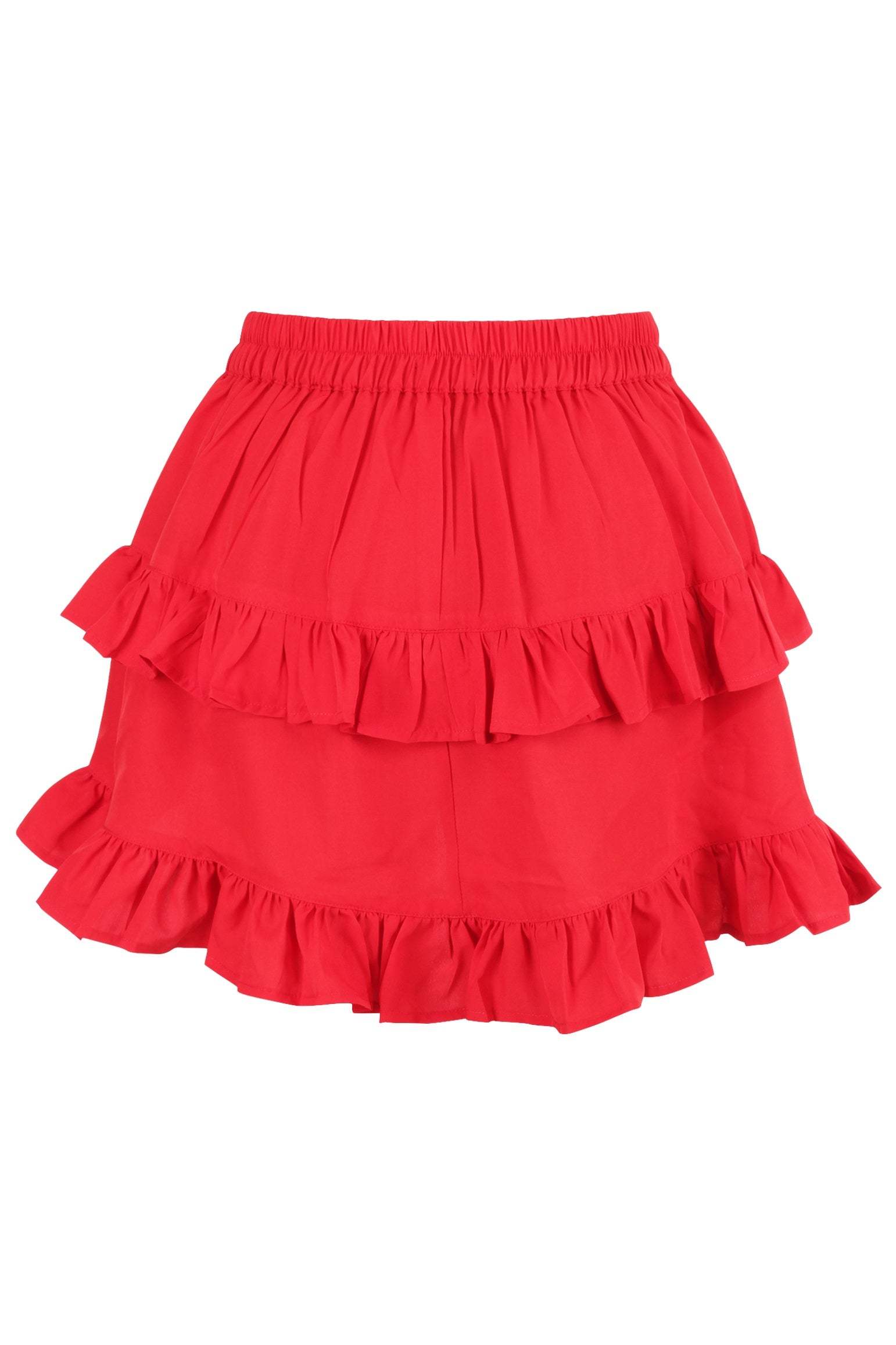 Daisy Corsets Red Crepe Ruched Bustle Skirt - Daisy Corsets - Flyclothing LLC
