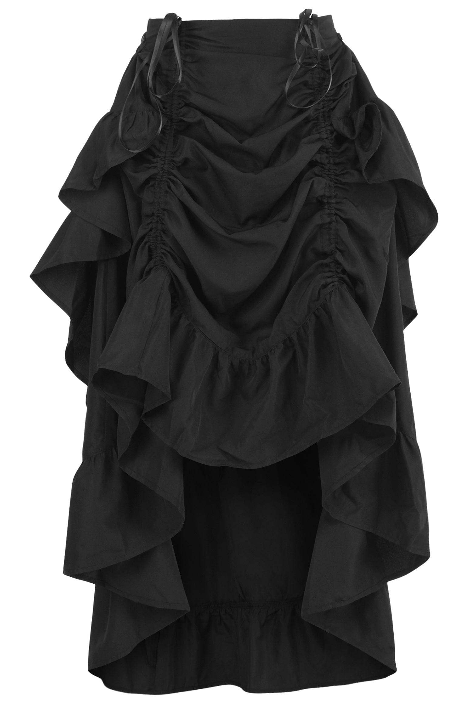 Daisy Corsets Black Crepe Adjustable High Low Skirt - Daisy Corsets - Flyclothing LLC