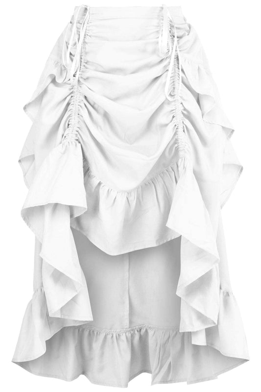 Daisy Corsets White Crepe Adjustable High Low Skirt - Daisy Corsets - Flyclothing LLC