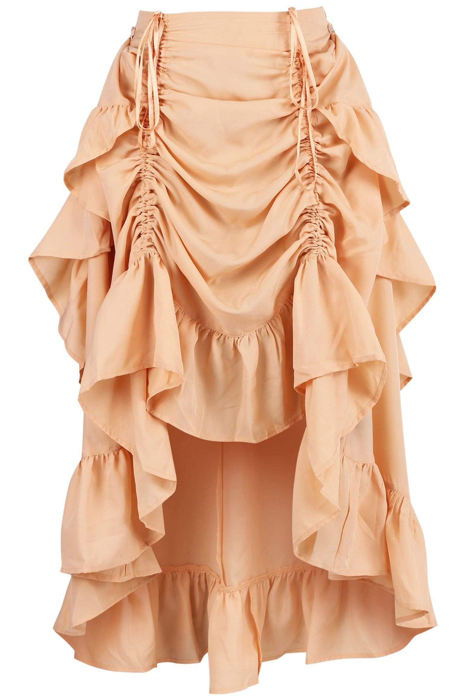 Daisy Corsets Beige Crepe Adjustable High Low Skirt - Daisy Corsets - Flyclothing LLC