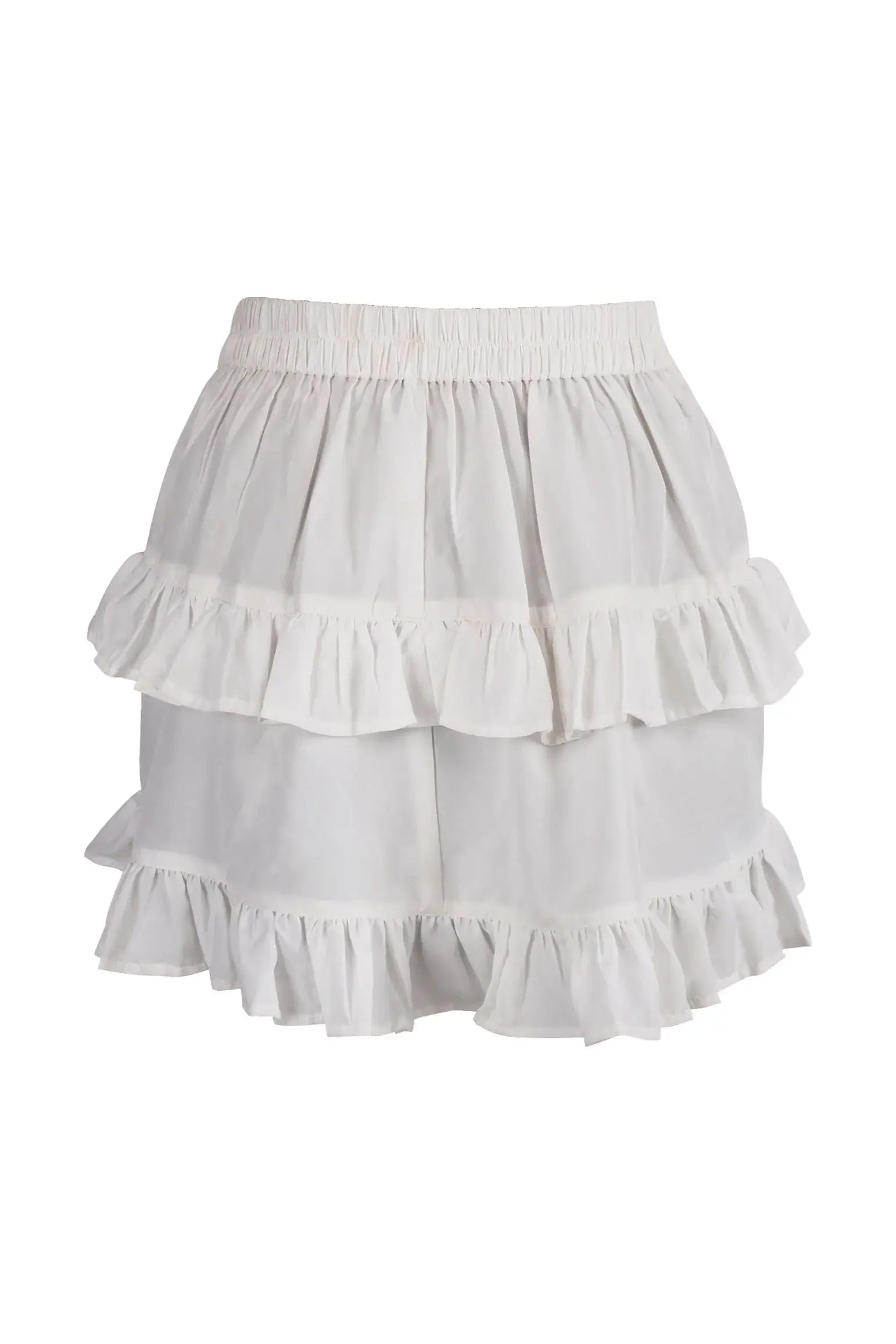 Daisy Corsets White Crepe Ruched Bustle Skirt - Daisy Corsets - Flyclothing LLC