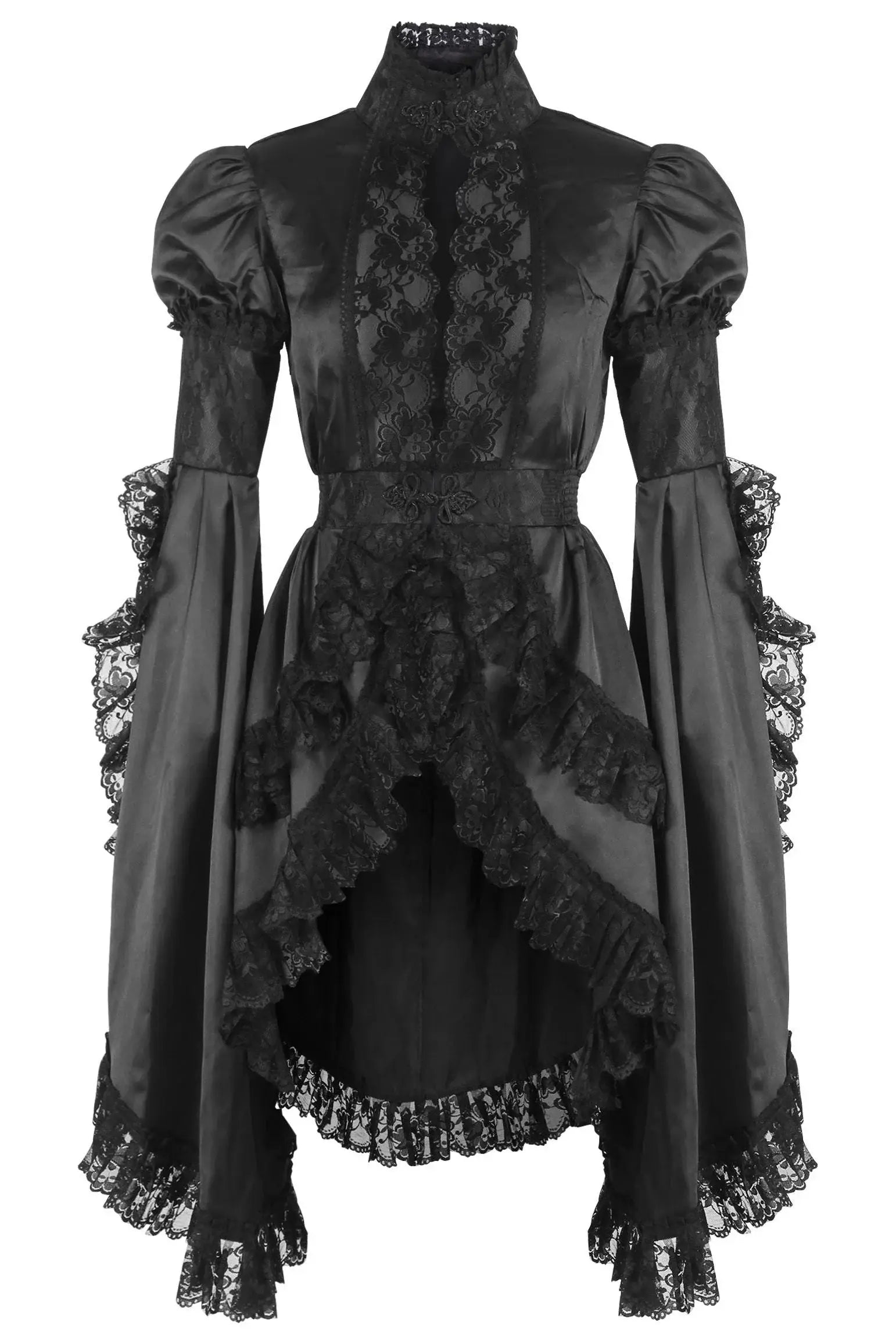 Daisy Corsets Black Satin & Lace Ruffled Jacket - Daisy Corsets - Flyclothing LLC