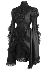 Daisy Corsets Black Satin & Lace Ruffled Jacket - Daisy Corsets - Flyclothing LLC