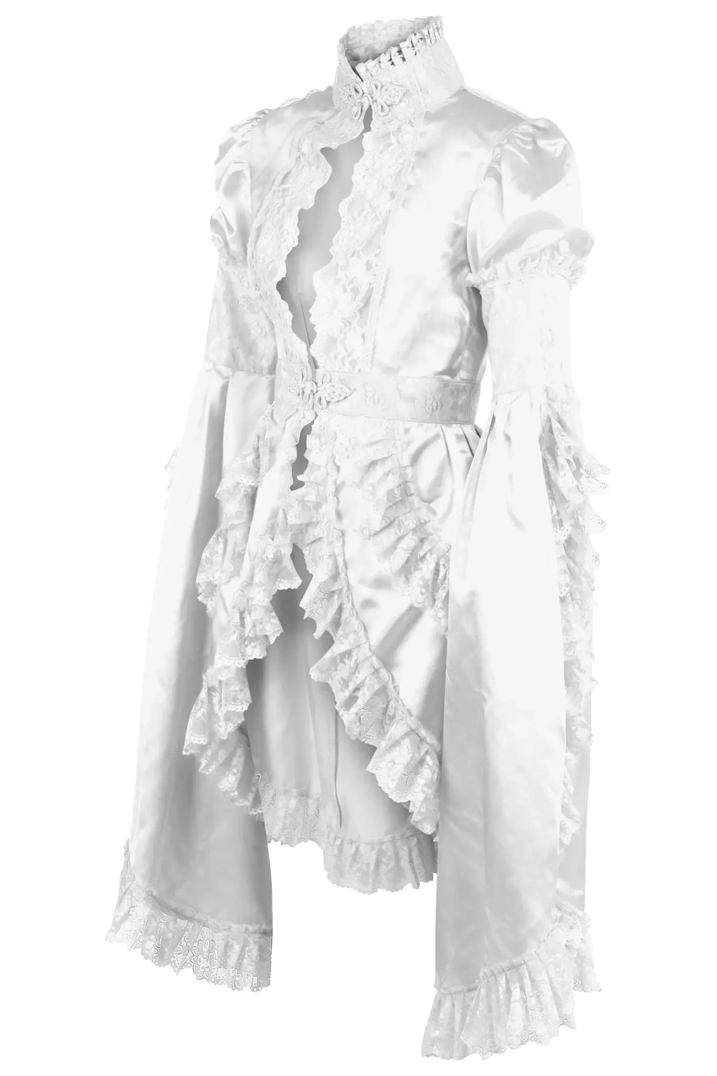 Daisy Corsets White Satin & Lace Ruffled Jacket - Daisy Corsets - Flyclothing LLC