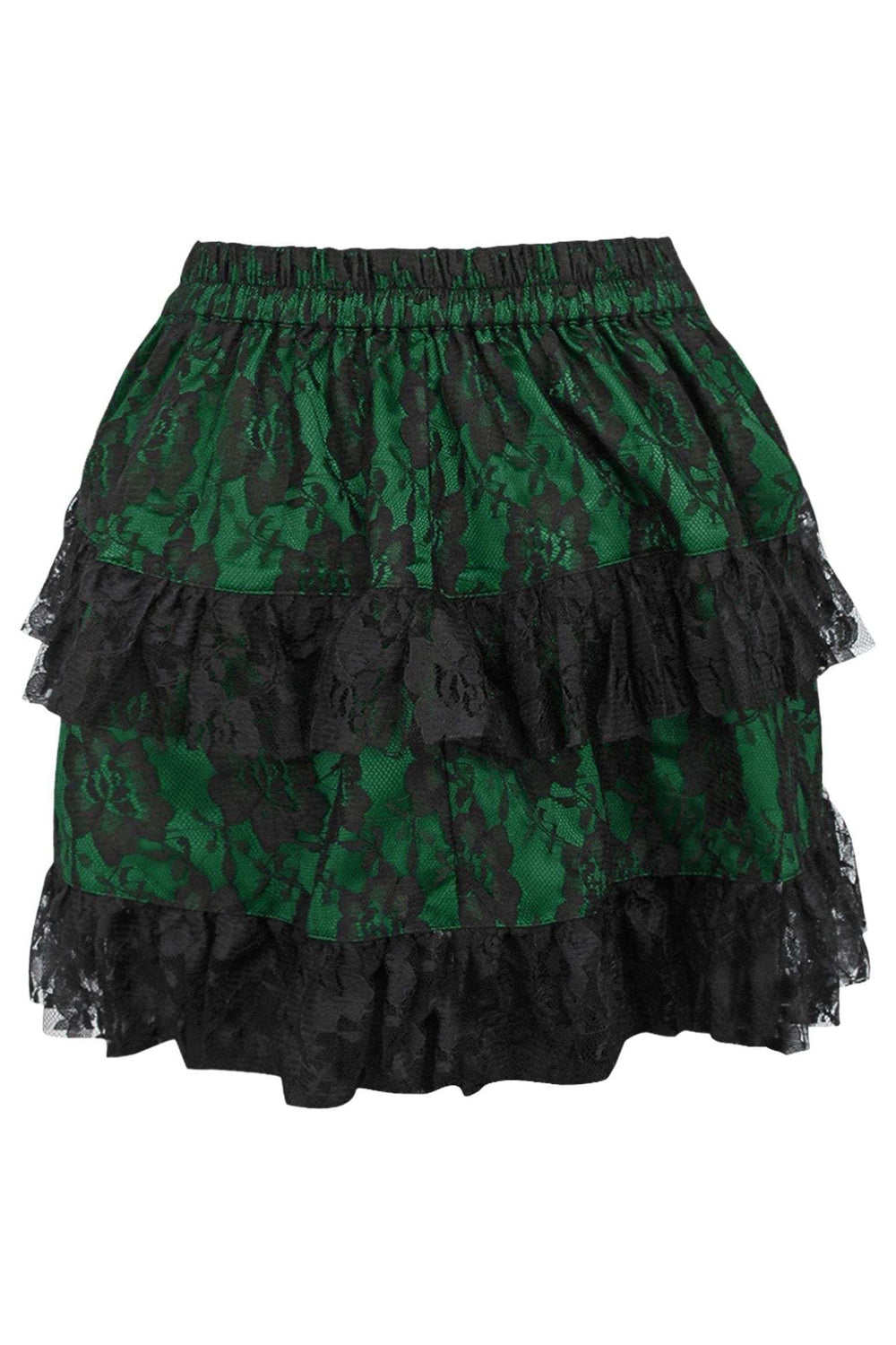 Daisy Corsets Green/Black Lace Ruched Bustle Skirt - Daisy Corsets - Flyclothing LLC