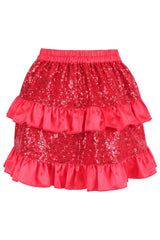 Daisy Corsets Red Sequin Ruched Bustle Skirt