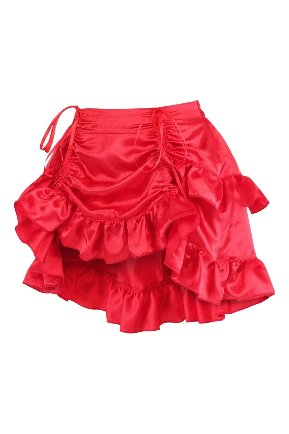 Daisy Corsets Red Satin Ruched Bustle Skirt - Daisy Corsets - Flyclothing LLC