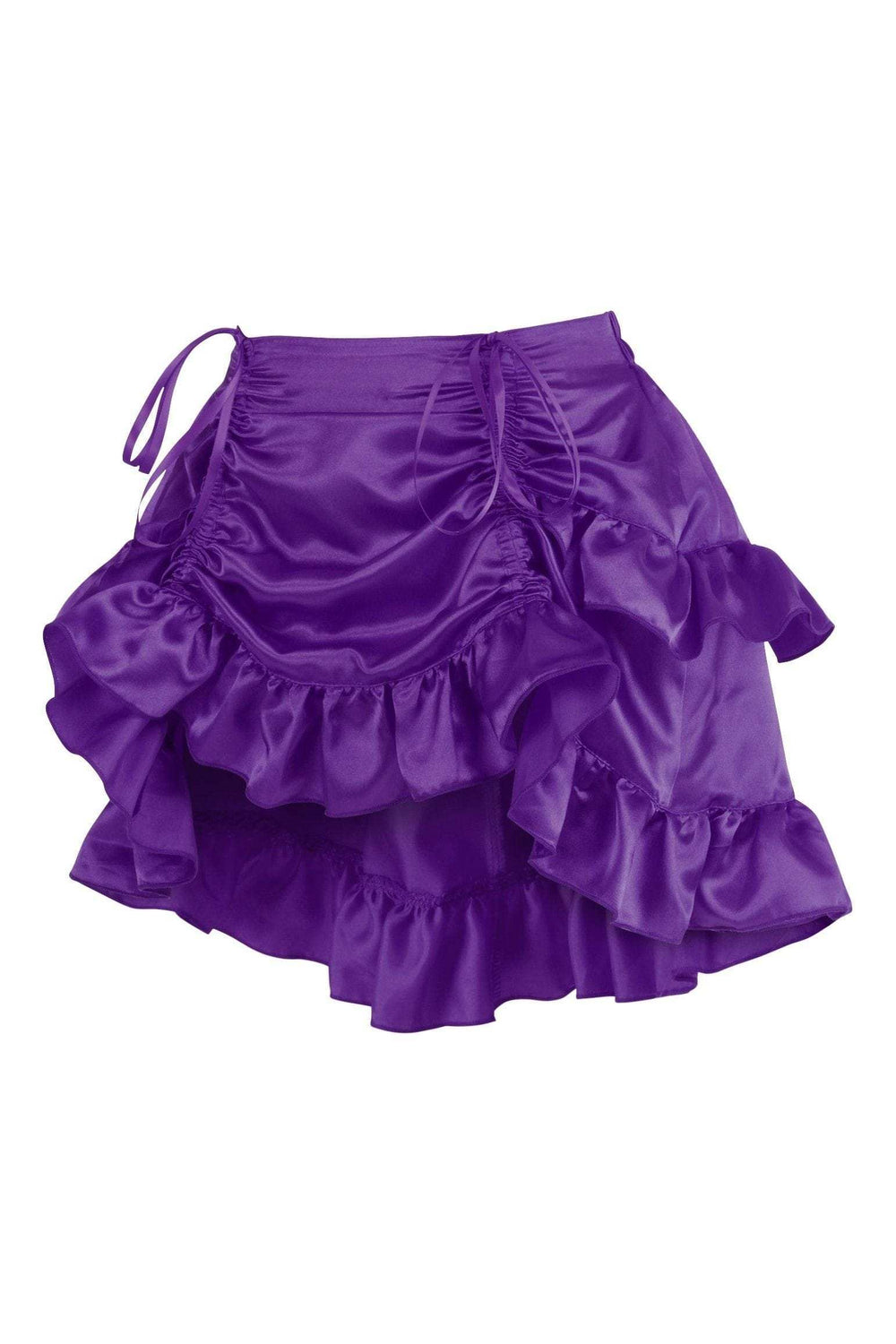 Daisy Corsets Plum Satin Ruched Bustle Skirt - Daisy Corsets - Flyclothing LLC