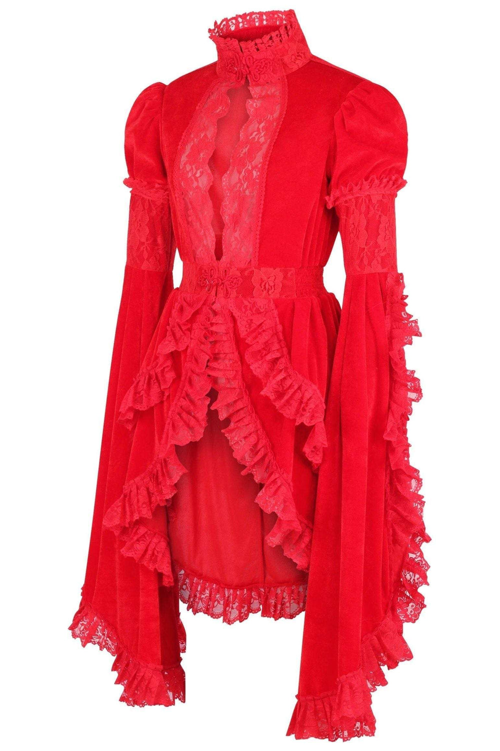 Daisy Corsets Red Velvet & Lace Ruffled Jacket - Daisy Corsets - Flyclothing LLC