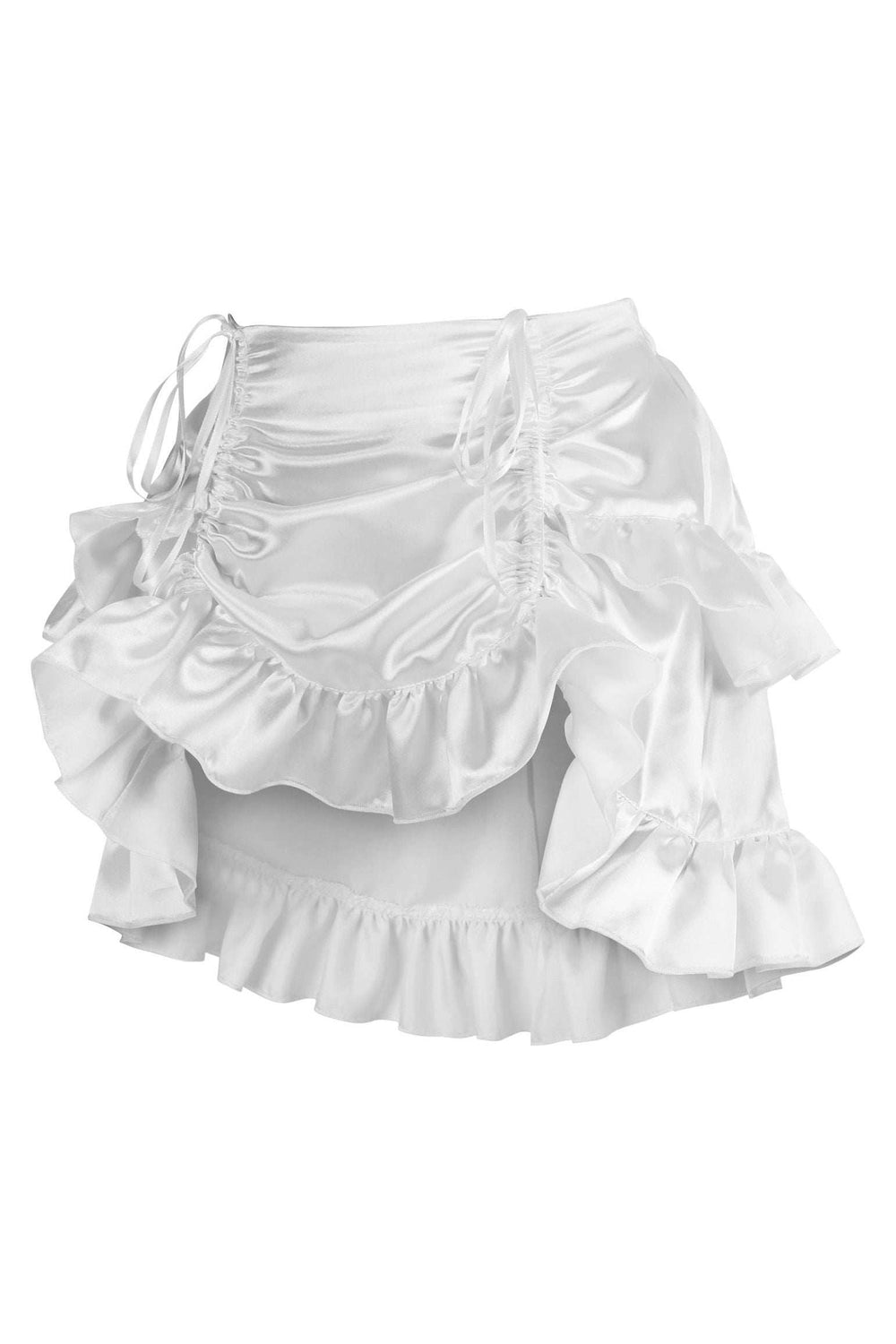Daisy Corsets White Satin Ruched Bustle Skirt - Daisy Corsets - Flyclothing LLC