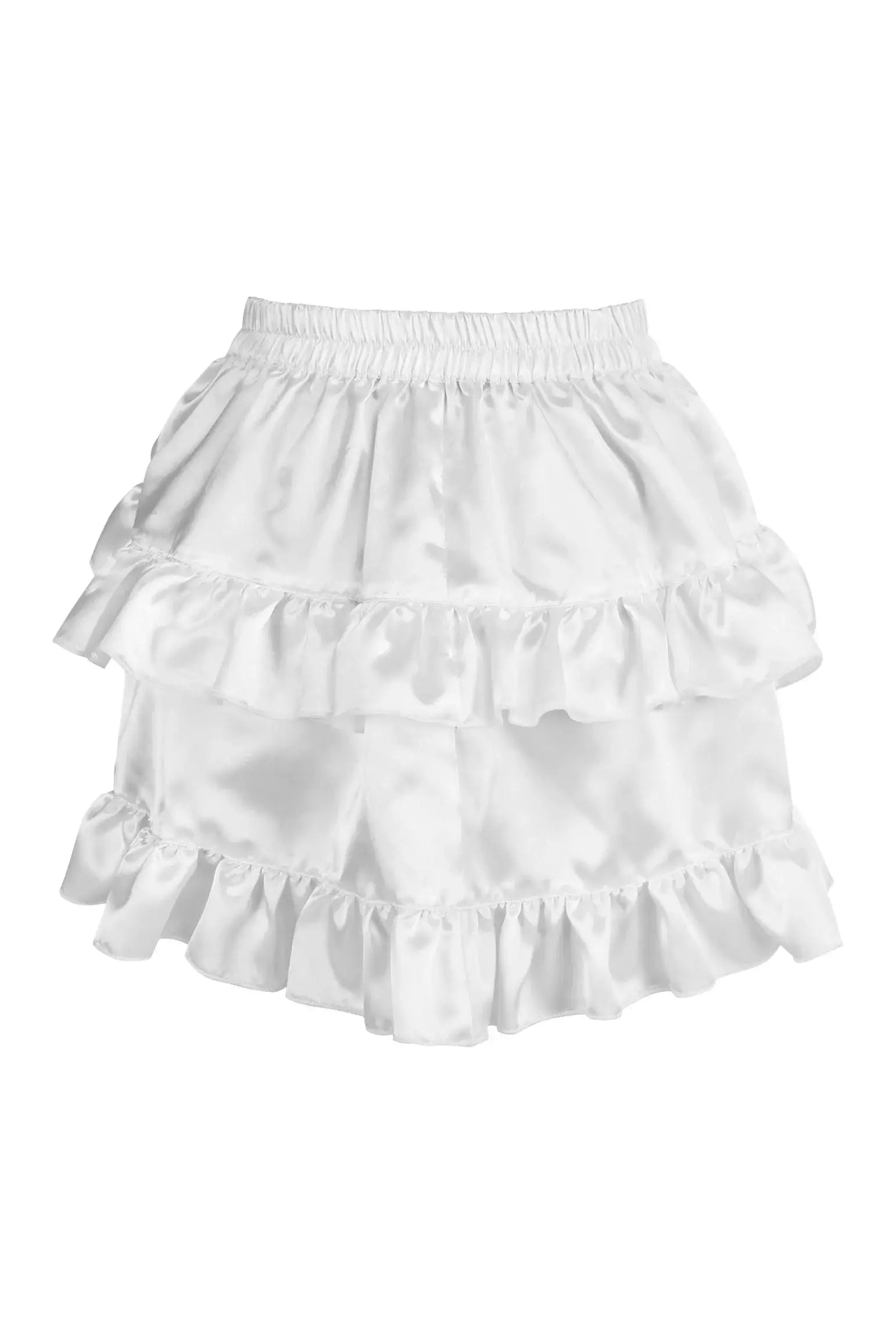 Daisy Corsets White Satin Ruched Bustle Skirt - Daisy Corsets - Flyclothing LLC