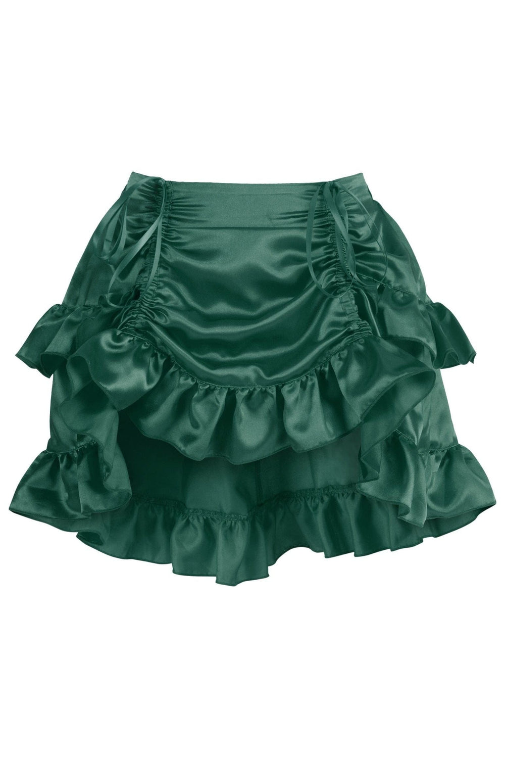 Daisy Corsets Dark Green Satin Ruched Bustle Skirt - Daisy Corsets