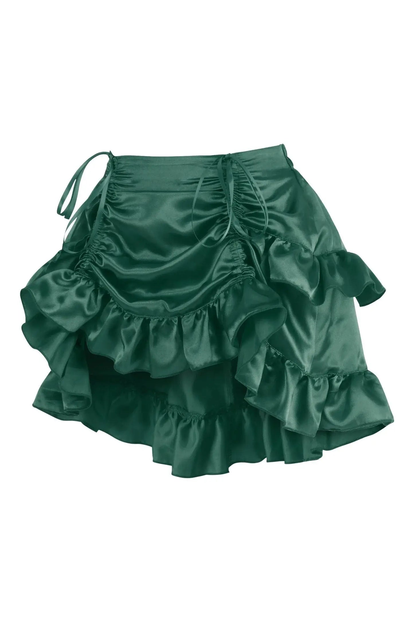 Daisy Corsets Dark Green Satin Ruched Bustle Skirt - Daisy Corsets - Flyclothing LLC