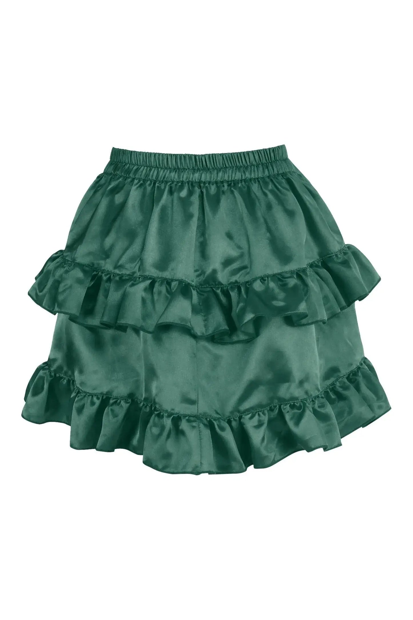 Daisy Corsets Dark Green Satin Ruched Bustle Skirt - Daisy Corsets - Flyclothing LLC