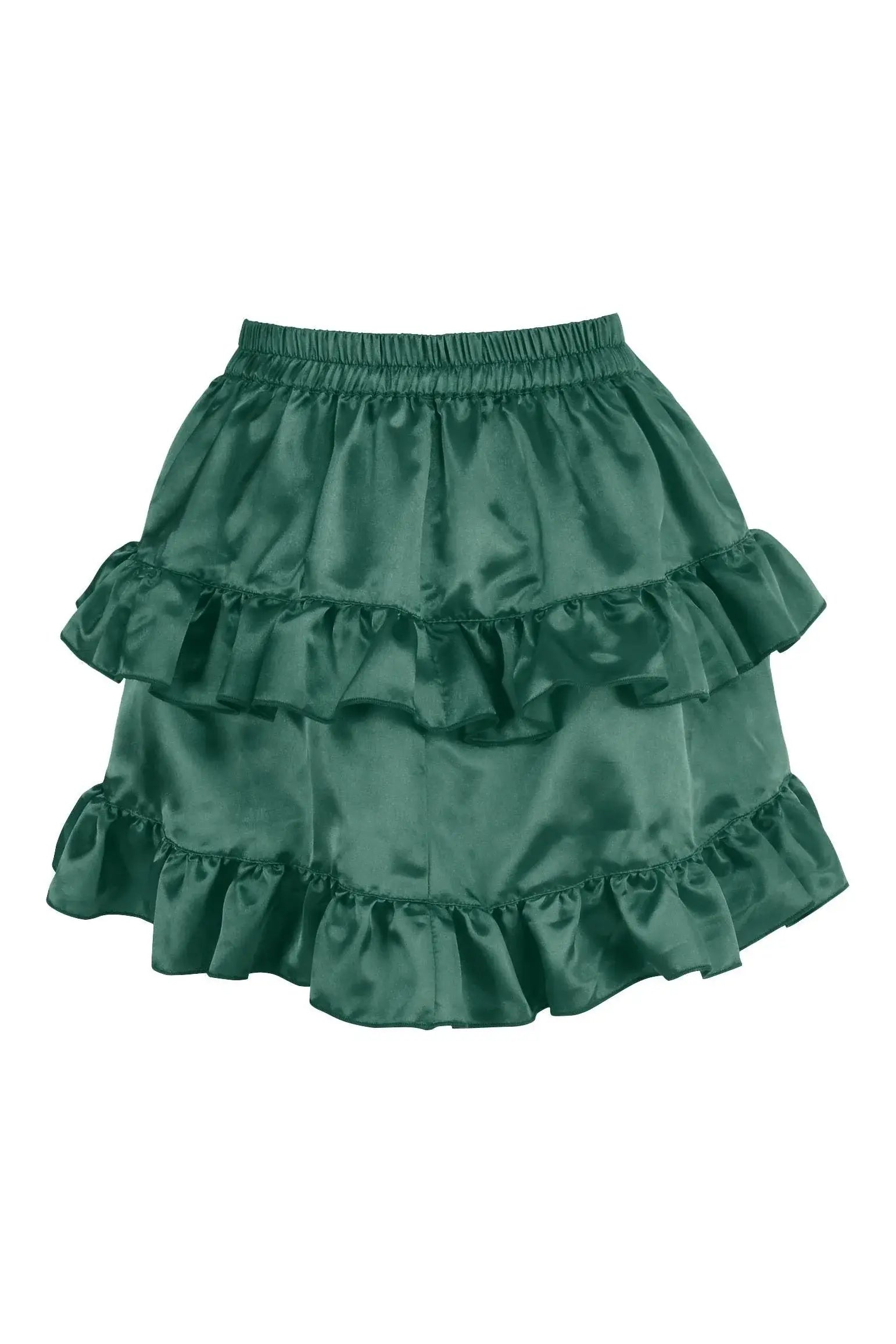 Daisy Corsets Dark Green Satin Ruched Bustle Skirt - Daisy Corsets - Flyclothing LLC