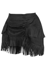 Daisy Corsets Top Drawer 4 PC Premium Black Suede Fringe Cowgirl Corset Costume - Daisy Corsets