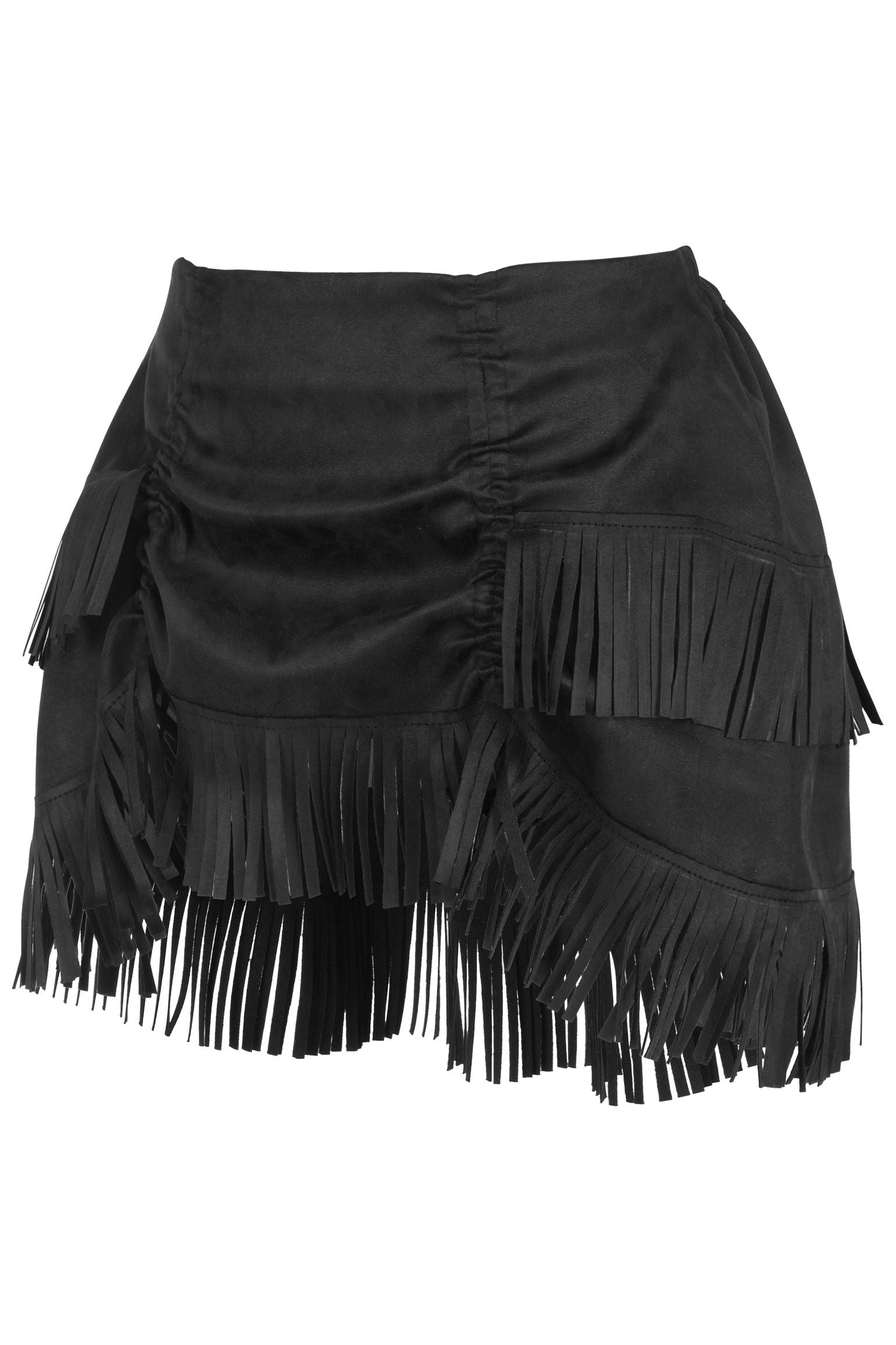 Daisy Corsets Top Drawer 4 PC Premium Black Suede Fringe Cowgirl Corset Costume - Daisy Corsets