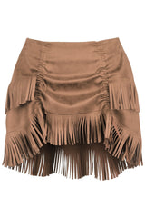 Daisy Corsets Top Drawer 4 PC Premium Tan Suede Fringe Cowgirl Corset Costume - Daisy Corsets
