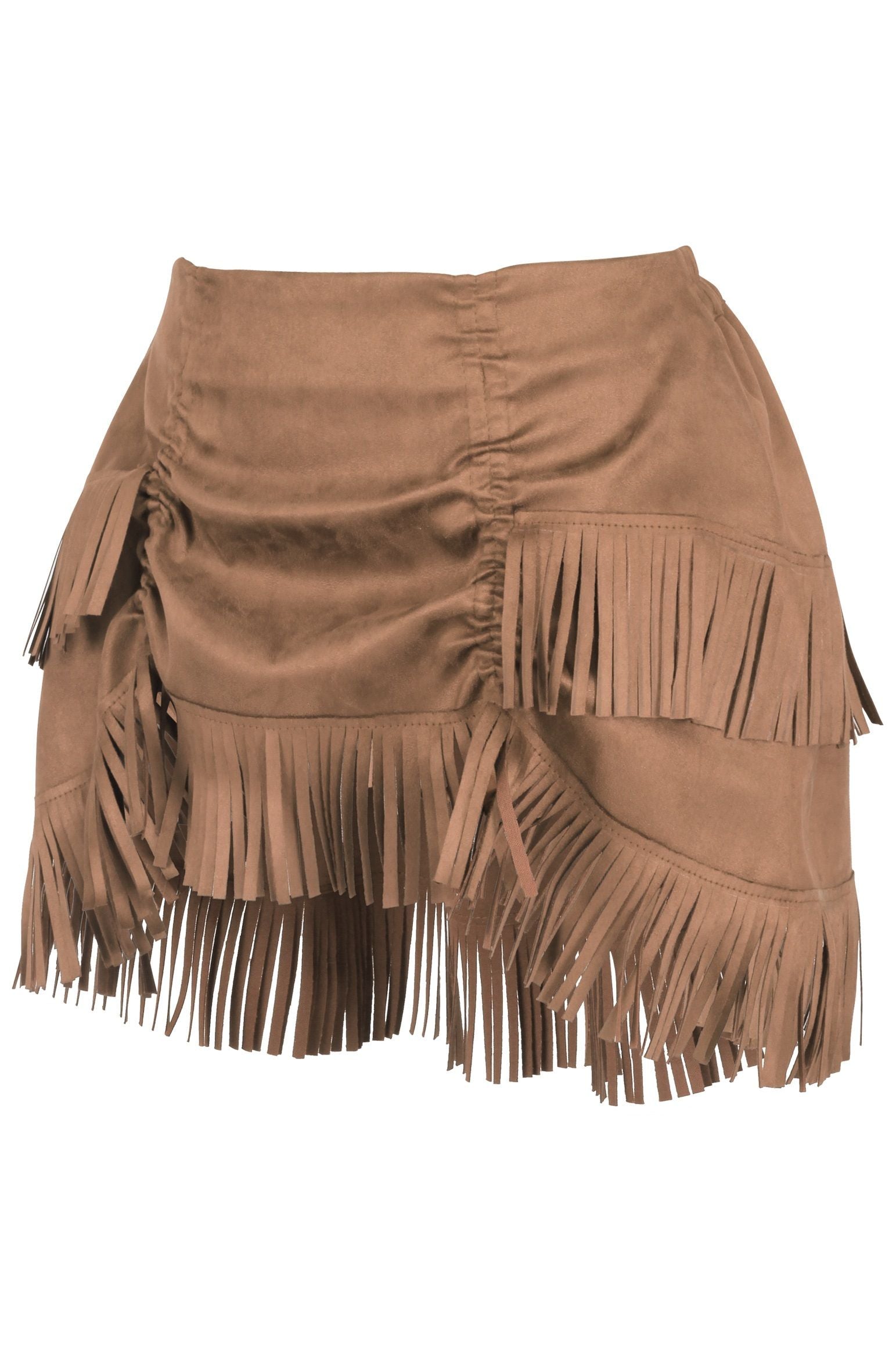 Daisy Corsets Top Drawer 4 PC Premium Tan Suede Fringe Cowgirl Corset Costume - Daisy Corsets