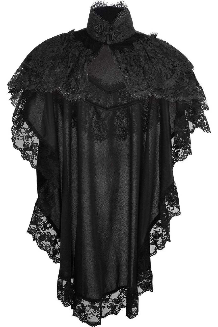 Daisy Corsets Tapered Black Velvet & Lace Capelet - Daisy Corsets - Flyclothing LLC