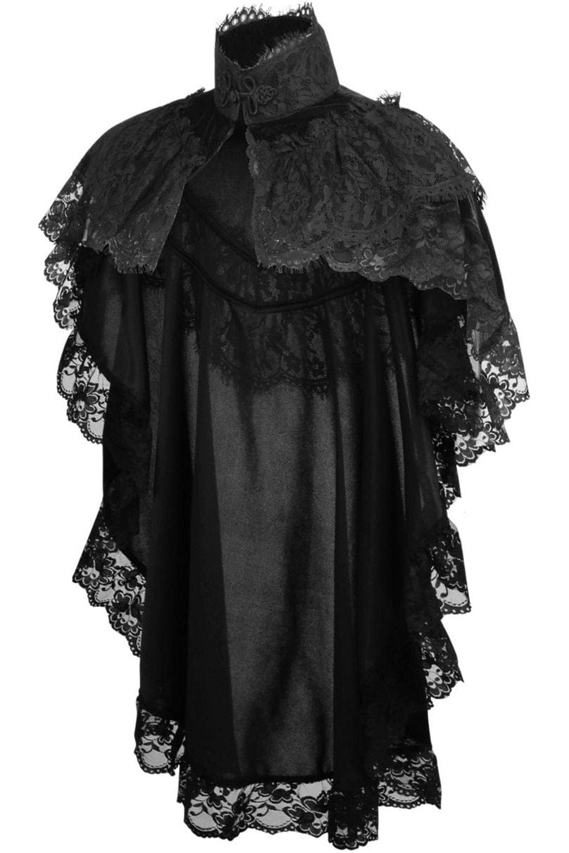 Daisy Corsets Tapered Black Velvet & Lace Capelet - Daisy Corsets