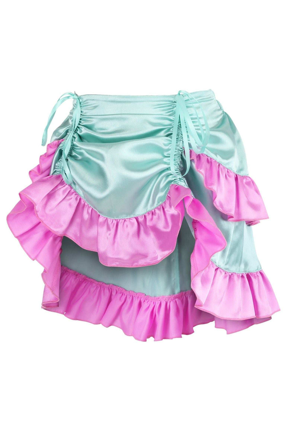 Daisy Corsets Mint/Pink Satin Ruched Bustle Skirt - Daisy Corsets - Flyclothing LLC