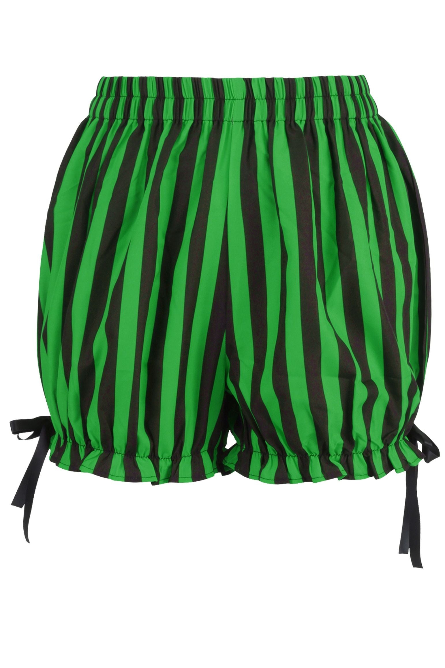 Daisy Corsets Top Drawer 2 PC Green/Black Striped Burlesque Steel Boned Corset & Bloomer Set - Daisy Corsets