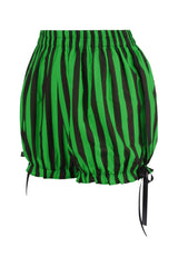 Daisy Corsets Top Drawer 2 PC Green/Black Striped Burlesque Steel Boned Corset & Bloomer Set - Daisy Corsets