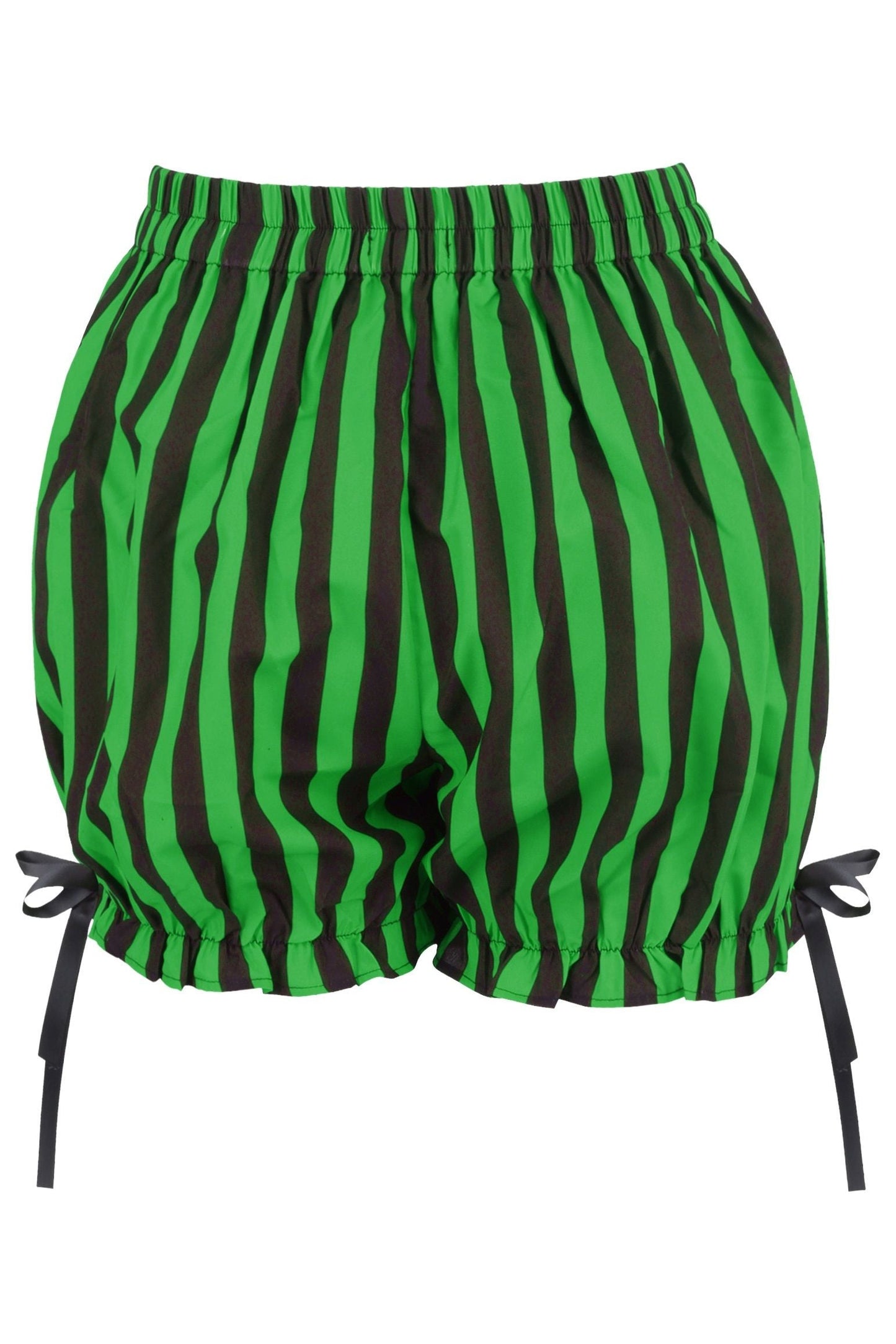 Daisy Corsets Top Drawer 2 PC Green/Black Striped Burlesque Steel Boned Corset & Bloomer Set - Daisy Corsets