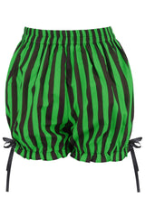 Daisy Corsets Top Drawer 2 PC Green/Black Striped Burlesque Steel Boned Corset & Bloomer Set - Daisy Corsets