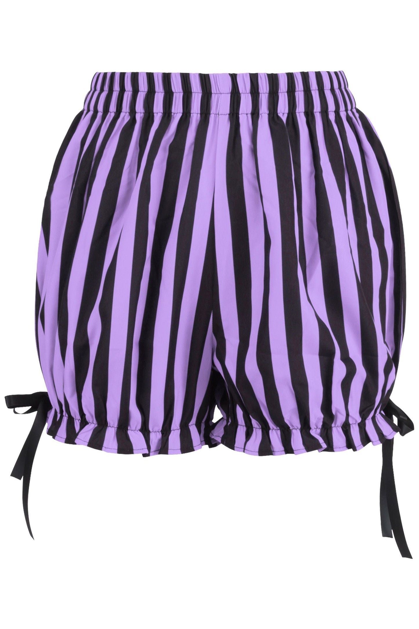Daisy Corsets Top Drawer 2 PC Purple/Black Striped Burlesque Steel Boned Corset & Bloomer Set - Daisy Corsets