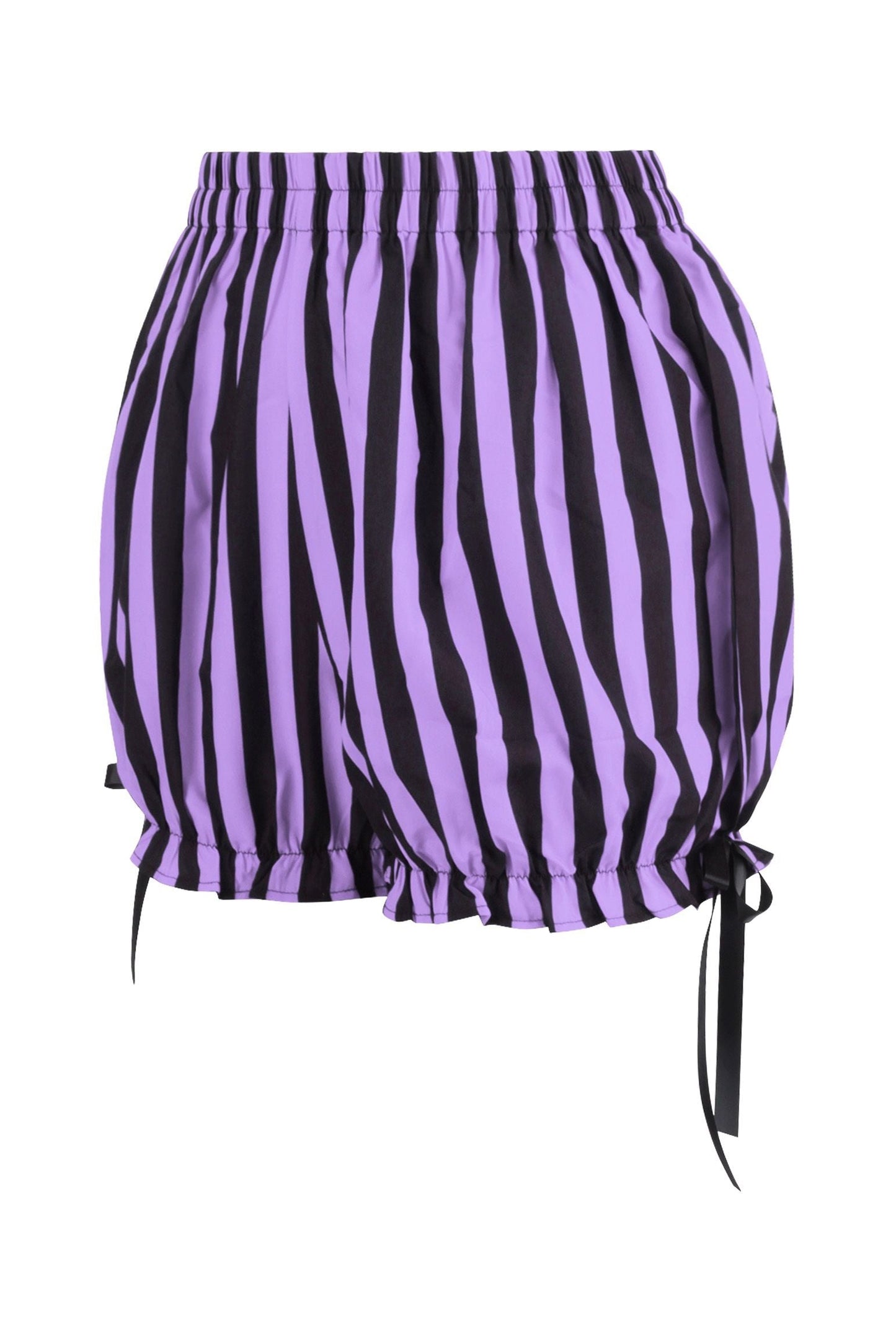 Daisy Corsets Top Drawer 2 PC Purple/Black Striped Burlesque Steel Boned Corset & Bloomer Set - Daisy Corsets