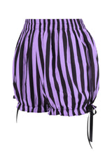 Daisy Corsets Top Drawer 2 PC Purple/Black Striped Burlesque Steel Boned Corset & Bloomer Set - Daisy Corsets