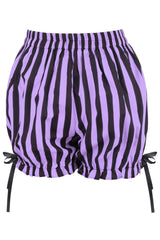 Daisy Corsets Top Drawer 2 PC Purple/Black Striped Burlesque Steel Boned Corset & Bloomer Set - Daisy Corsets