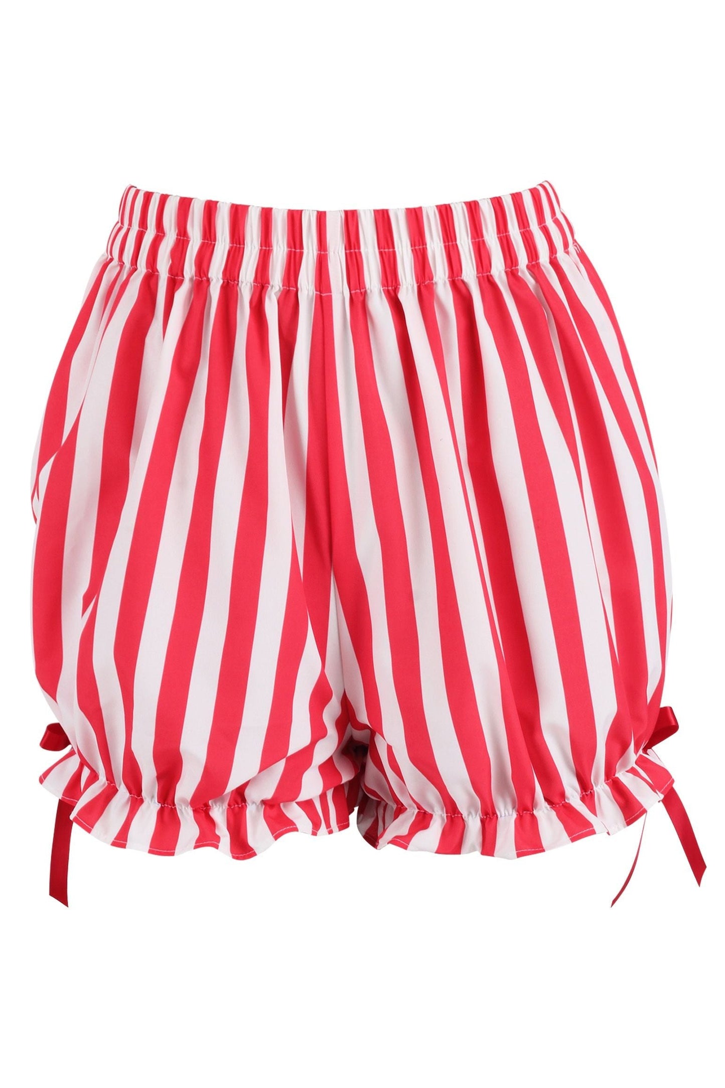 Daisy Corsets Top Drawer 2 PC Steel Boned Red Vinyl Patent Corset & Striped Bloomers Set - Daisy Corsets
