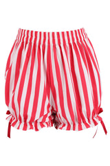 Daisy Corsets Top Drawer 2 PC Steel Boned Red Vinyl Patent Corset & Striped Bloomers Set - Daisy Corsets