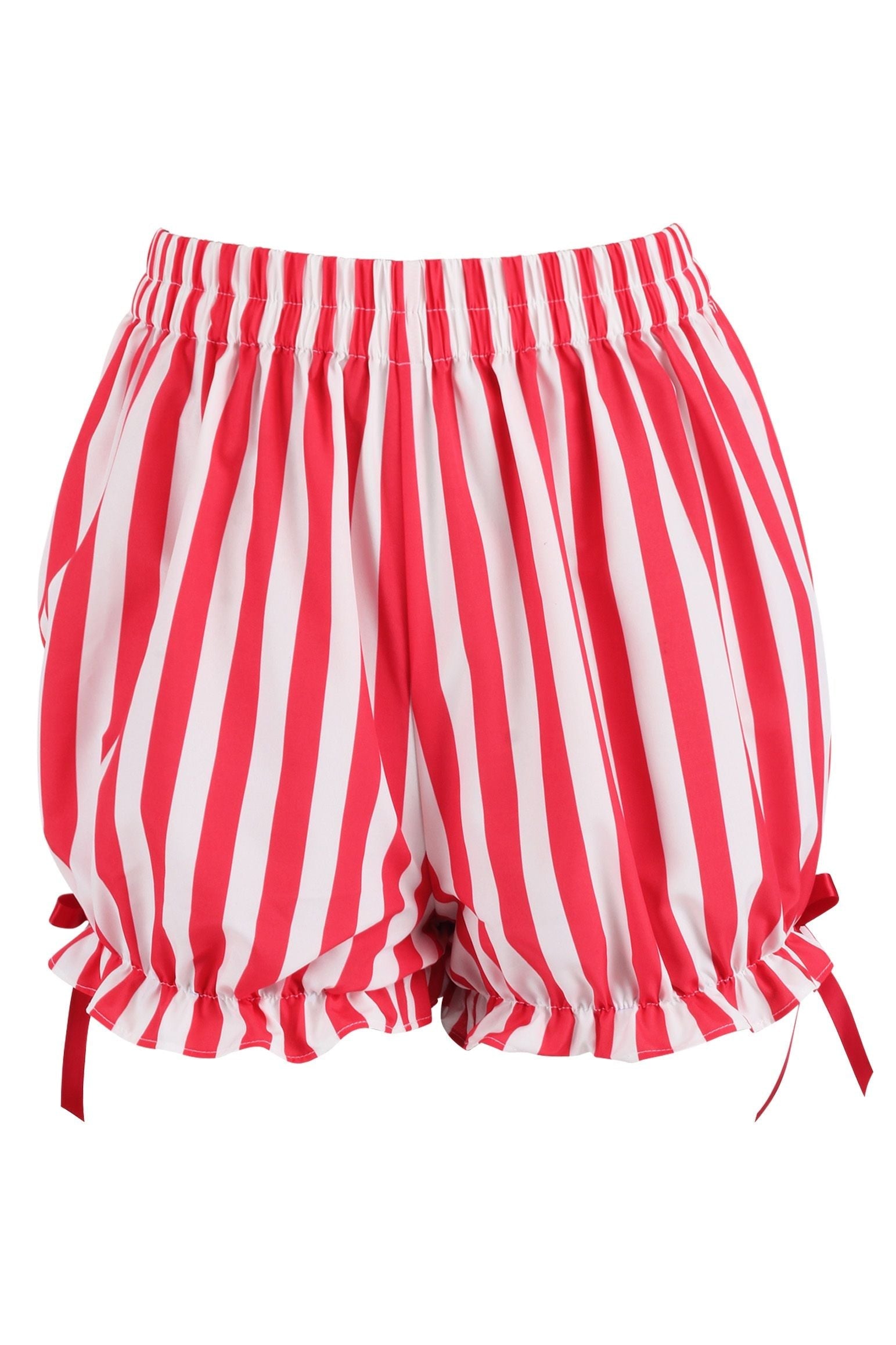 Daisy Corsets Top Drawer 2 PC Steel Boned Red Vinyl Patent Corset & Striped Bloomers Set - Daisy Corsets