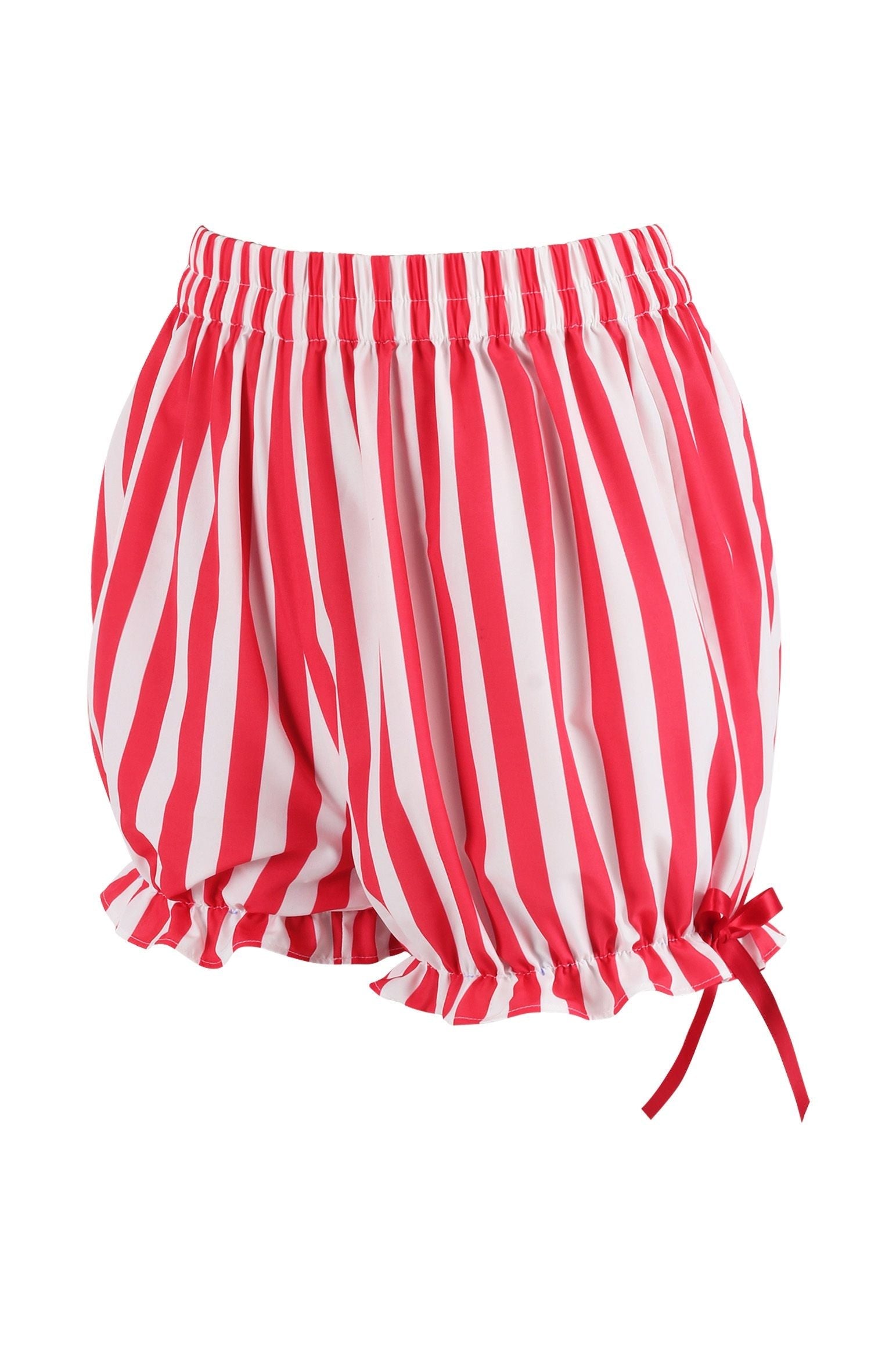 Daisy Corsets Top Drawer 2 PC Steel Boned Red Vinyl Patent Corset & Striped Bloomers Set - Daisy Corsets