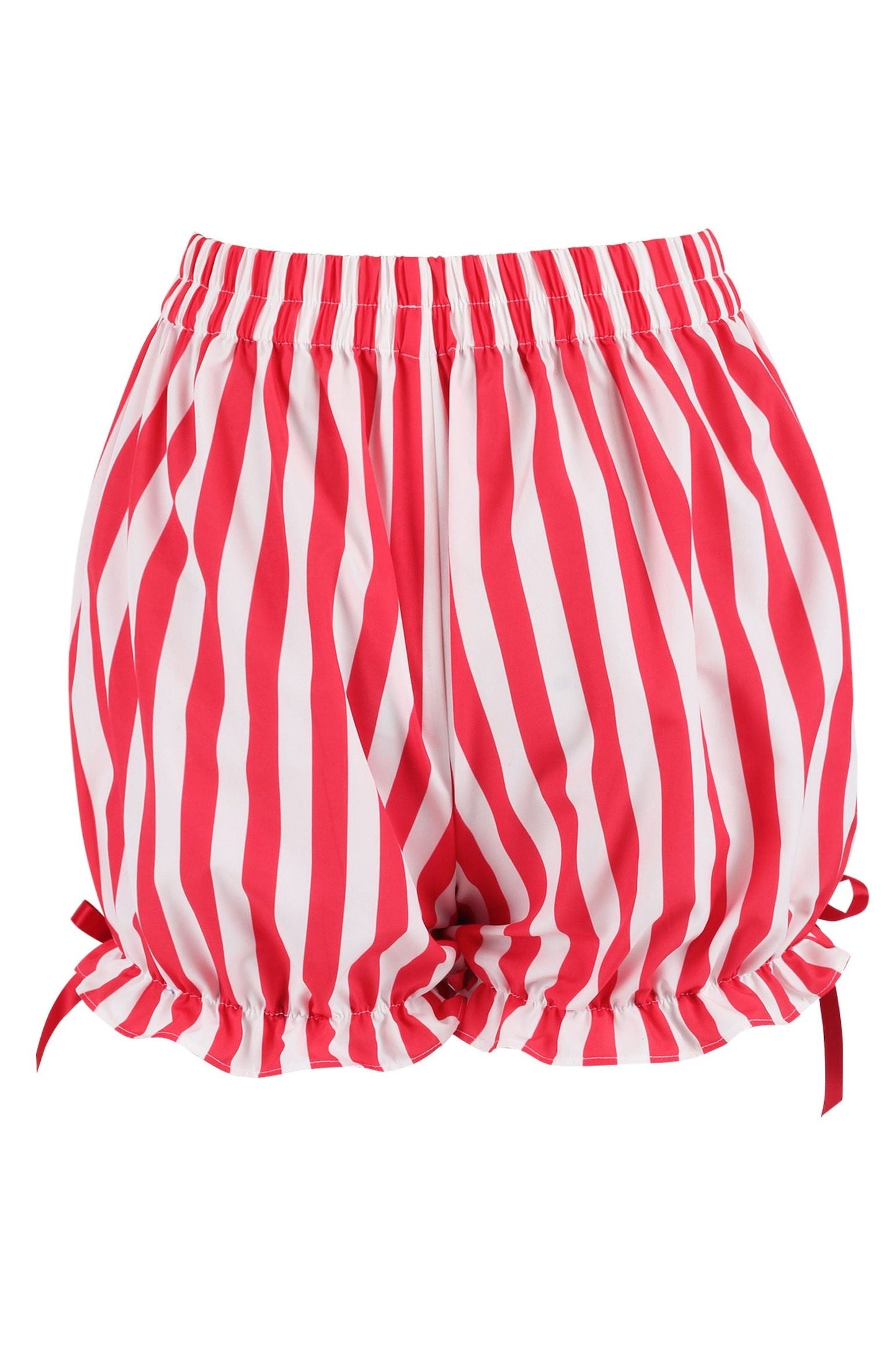 Daisy Corsets Top Drawer 2 PC Steel Boned Red Vinyl Patent Corset & Striped Bloomers Set - Daisy Corsets