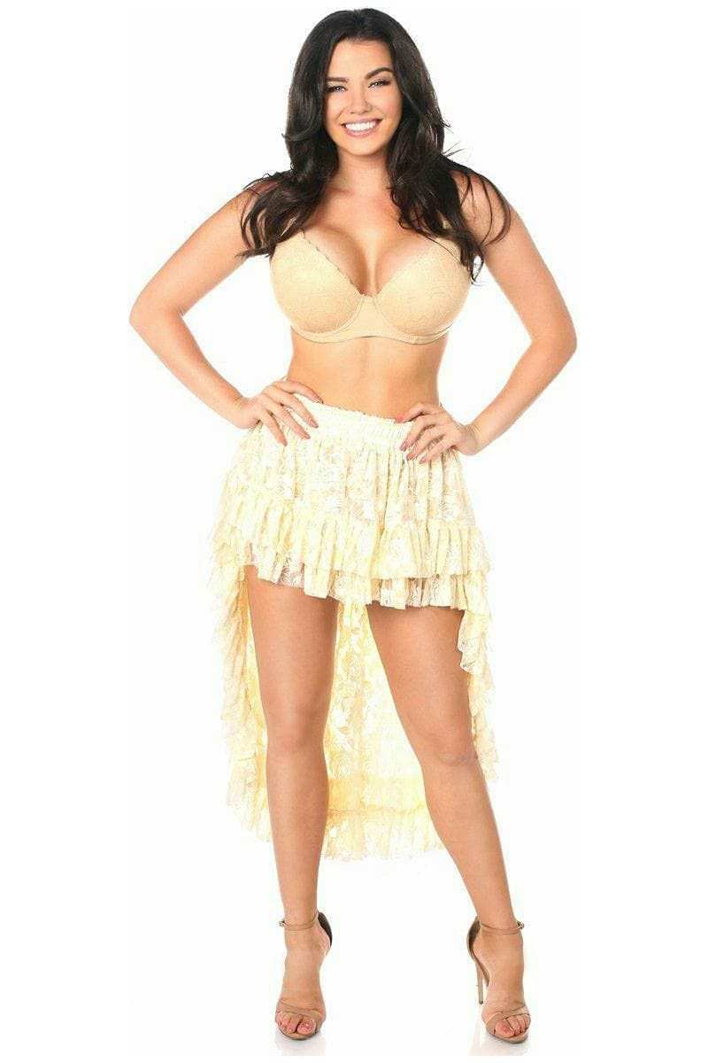 Daisy Corsets Cream Lace High Low Lace Skirt - Daisy Corsets - Flyclothing LLC
