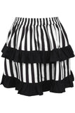 Daisy Corsets White/Black Striped Ruched Bustle Skirt - Daisy Corsets