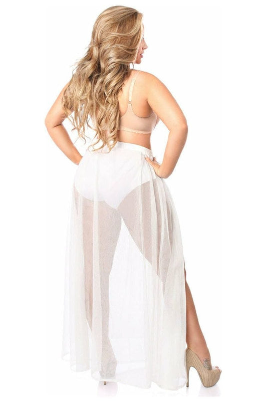 Daisy Corsets White/Silver Sheer Glitter Skirt - Daisy Corsets