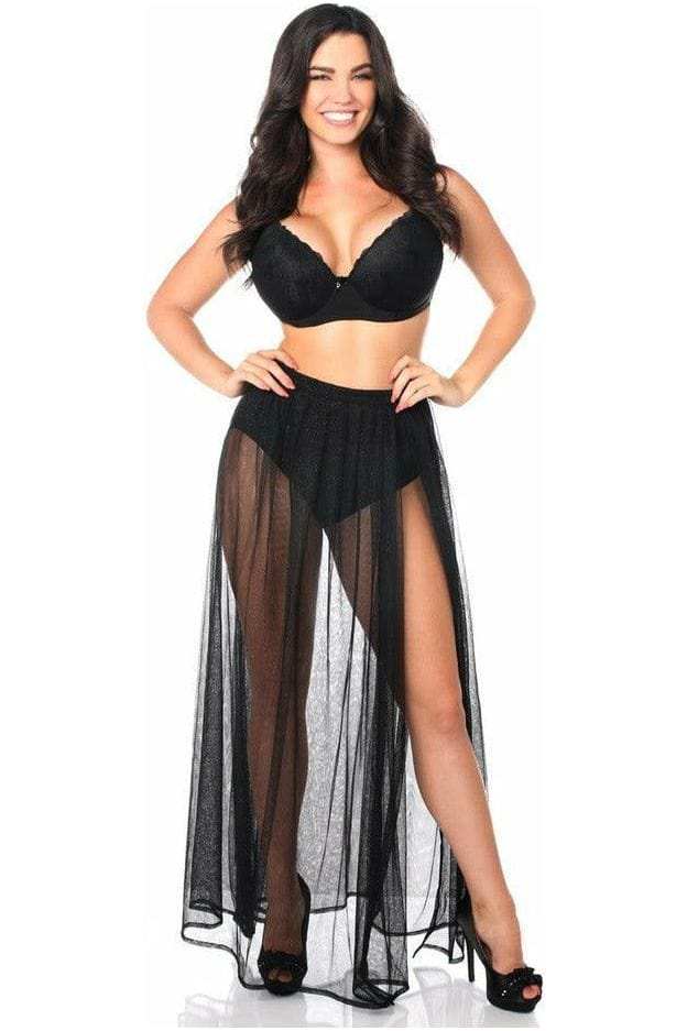 Daisy Corsets Black Sheer Glitter Skirt - Daisy Corsets - Flyclothing LLC