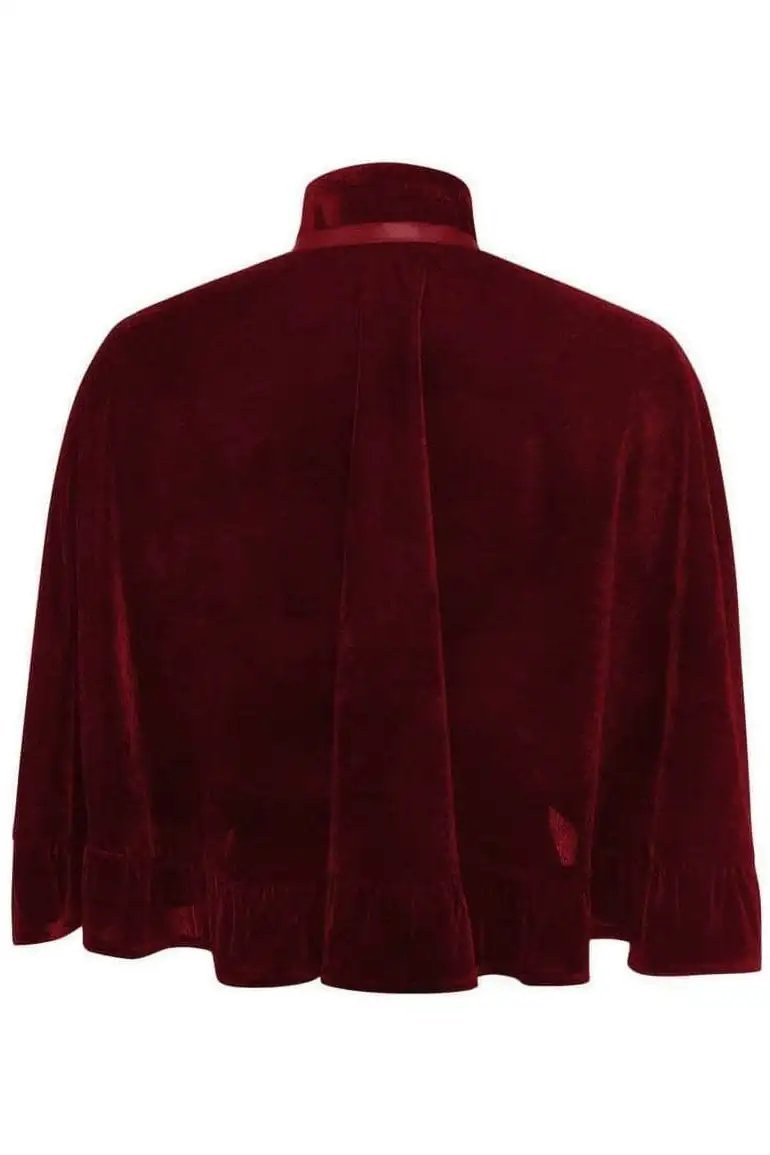 Daisy Corsets Dark Red Velvet Ruffle Cape - Daisy Corsets