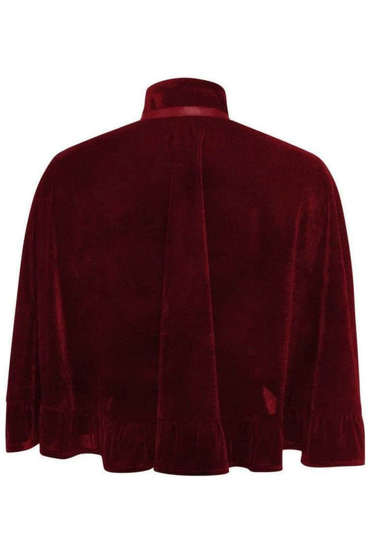 Daisy Corsets Dark Red Velvet Ruffle Cape - Daisy Corsets