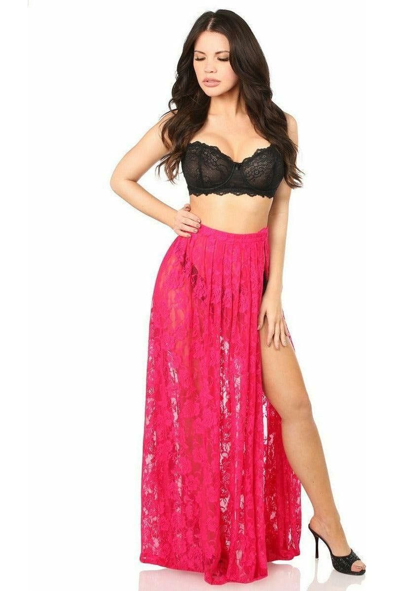 Daisy Corsets Sheer Fuchsia Lace Skirt - Daisy Corsets