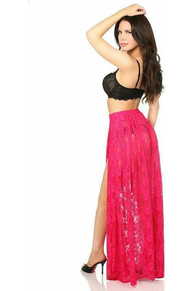 Daisy Corsets Sheer Fuchsia Lace Skirt - Daisy Corsets